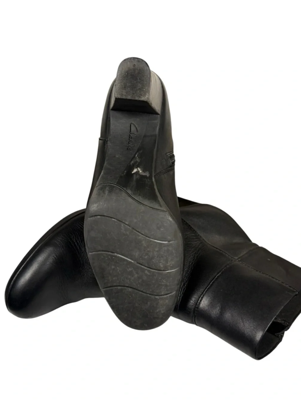 Clarks Collection Kalea Lynn Black Leather 3” Heel bangle Boots 7.5
